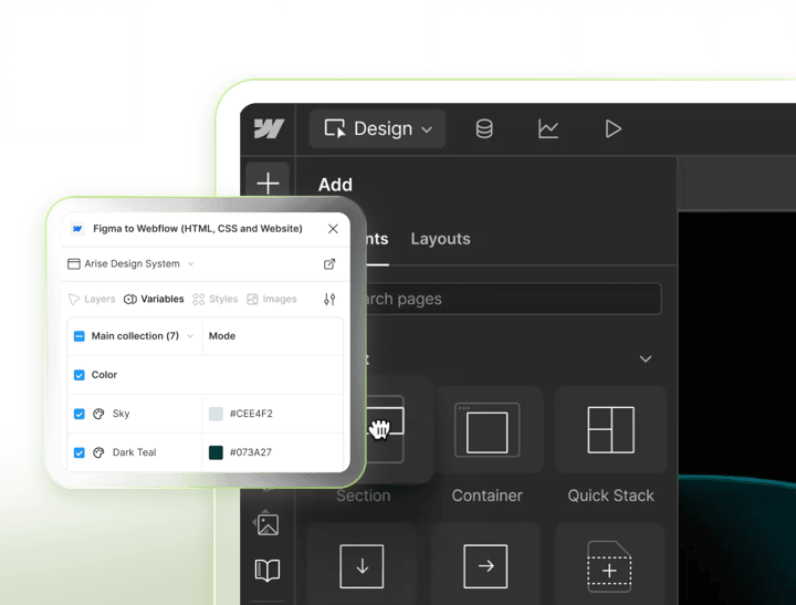 Webflow development preview